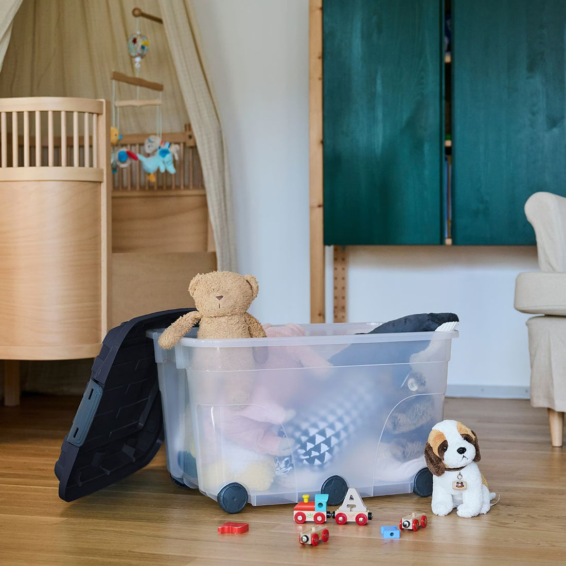 Boîte de rangement 6 roulettes 57L