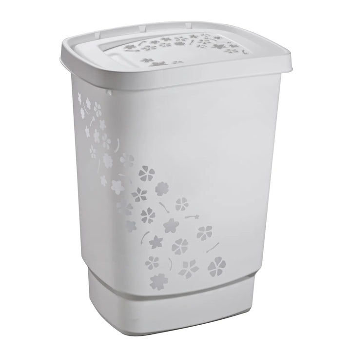Rotho Collecteur de linge Flowers BLANC 55L