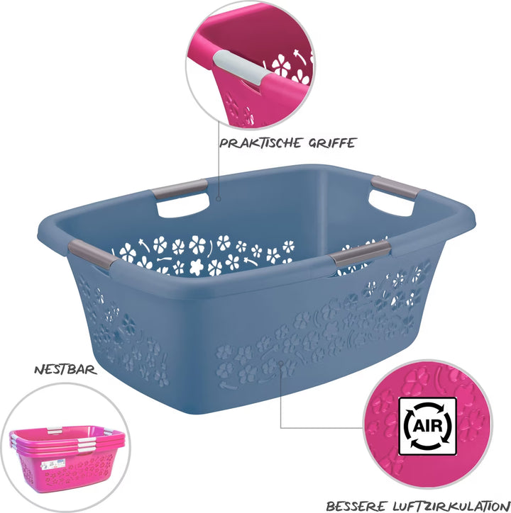 Paniers à linge ROTHO FLOWERS 50L Horizon Blue