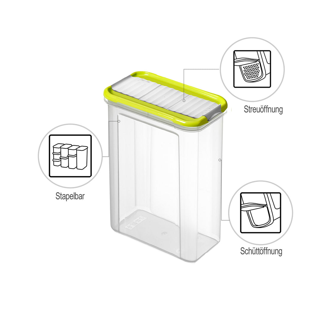 Boîte de rangement verrouillable avec 2 ouvertures 1,5 l DOMINO