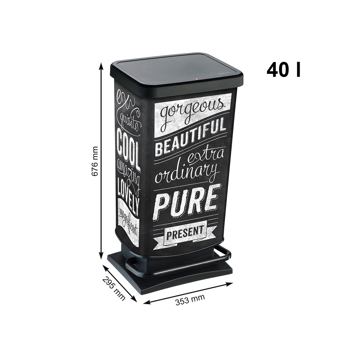 PASO 40L MOTIF NOIR DESIGN CARRE