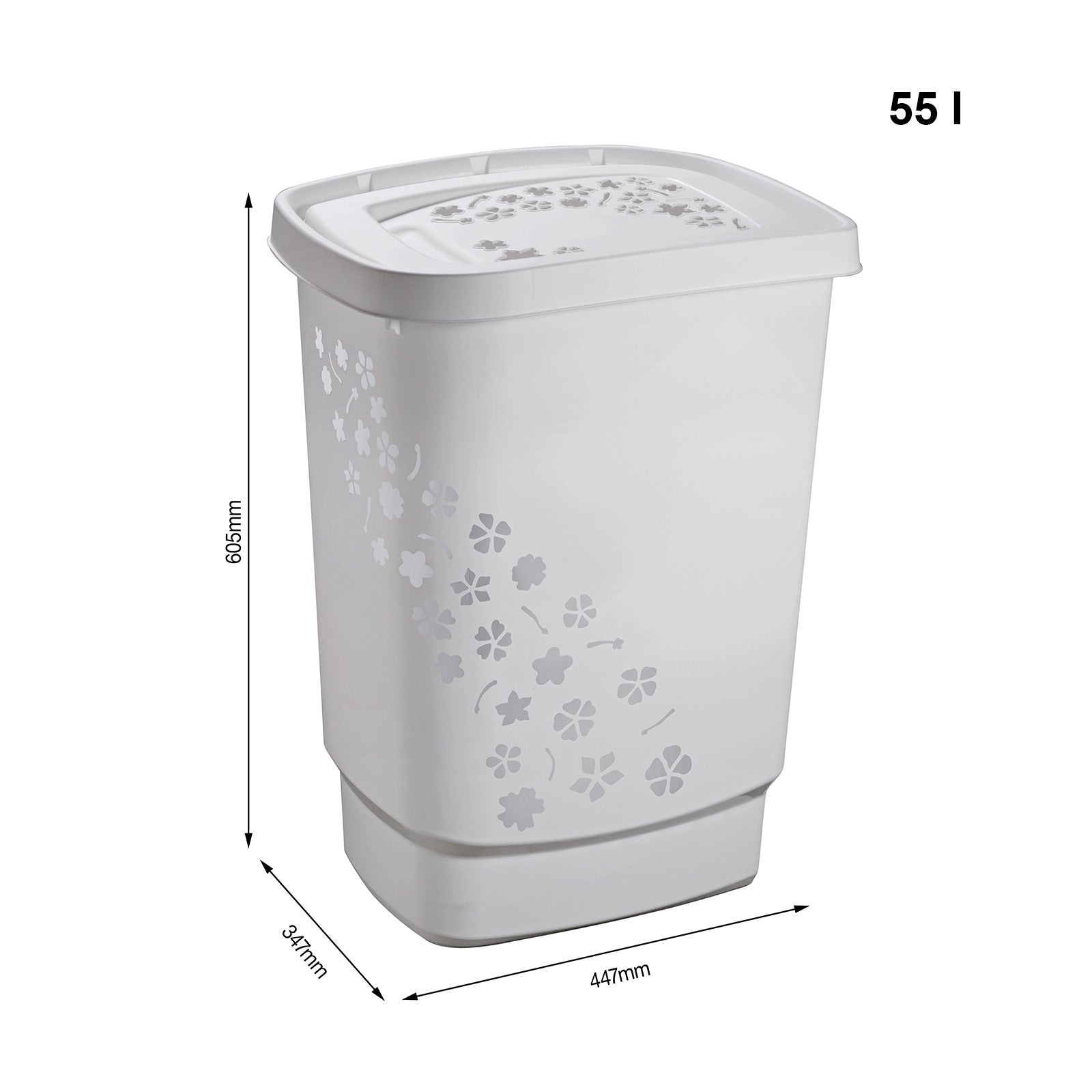 Panier à linge 55 l FLEURS BLANC