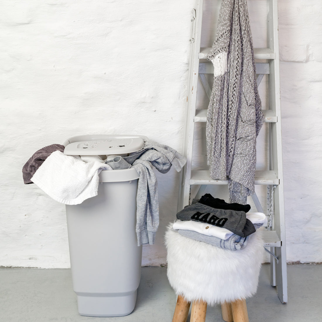 Panier à linge 55 l FLEURS BLANC