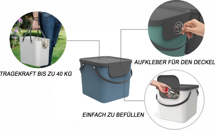 Poubelle de recyclage Rotho Albula 40 l, bleue