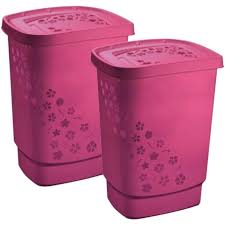 Rotho Collecteur de linge Flowers ROSE 55L