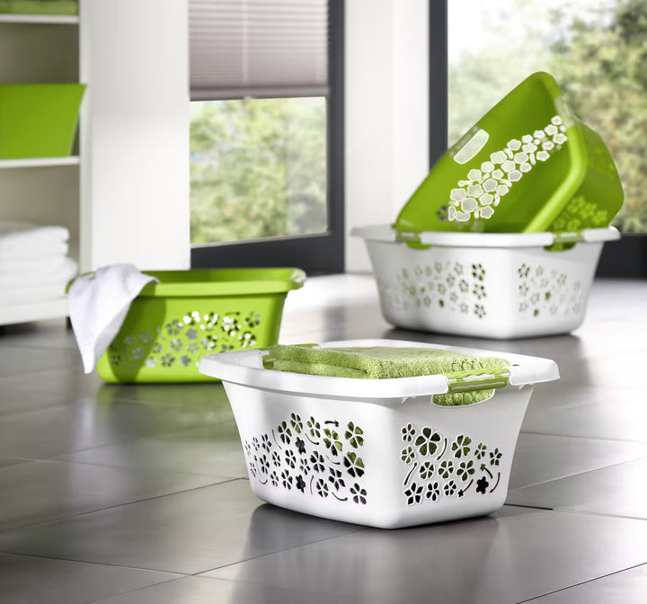 Paniers à linge ROTHO FLOWERS 50L BLANC